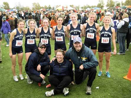The Arlington girls cross country team poses for a photo before the state meet Nov. 7.