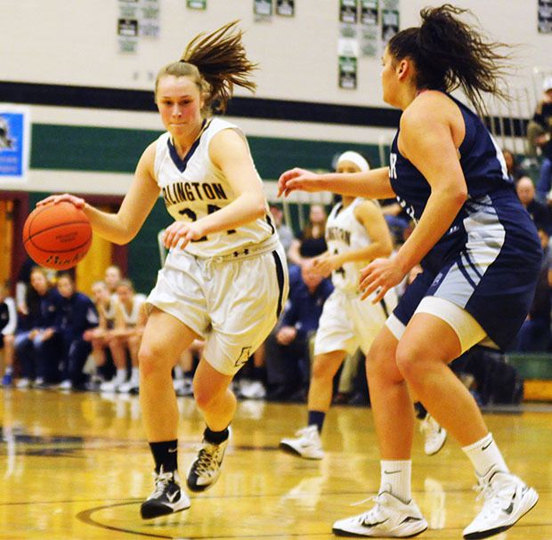 Arlington's Jessica Ludwig tries to fight her way inside Glacier Peak defender.