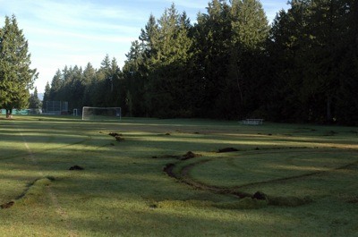 The soccer field neighboring the Arlington Boys & Girls Club was found torn up by apparent joyriders on the morning of Oct. 20.