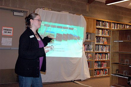 Arlington librarian Jocelyn Redel demonstrates Kodu