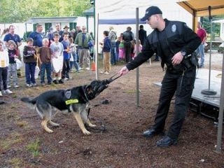 City of Snohomish Police Officer Bruce Mitteer shows off the skills of his two-year-old police dog