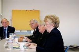 Mayors from more than 20 Snohomish County cities met with U.S. Senator Patty Murray in Marysville on Oct. 5.  Here Murray is flanked by Marysville Mayor Dennis Kendall