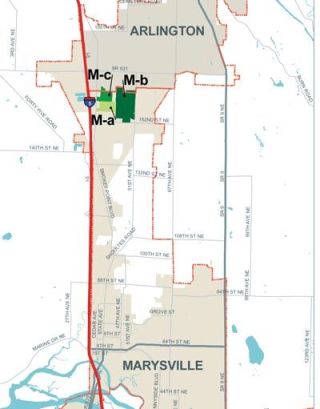 These three sites on Smokey Point Boulevard made the final cut out of 84 location submitted to state planners for a new UW branch campus. They are just north of 152nd Street in the Marysville city limits. Three other sites also made the cut: two in Everett one south of Lake Stevens.