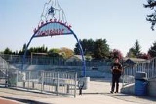 Marysville police officer Derek Oates documents damage to the city skate park last summer