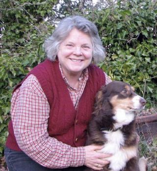 Margi Laymans dog Copper shows no ill effects from her night stranded on the cliffside