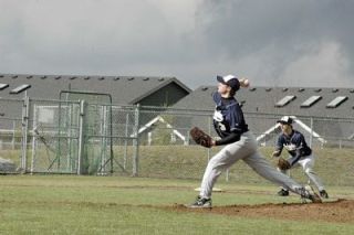 Junior Kyle Ayres pitched the first inning as Arlington faced Ballard in a March 8 jamboree.