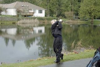 After her ball fell into the water trap
