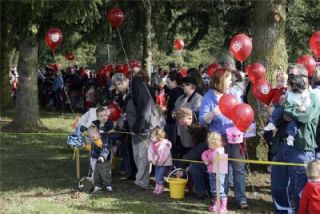 Kids are so excited about the March 22 Easter egg hunt that their families literally have to hold them back before it starts.