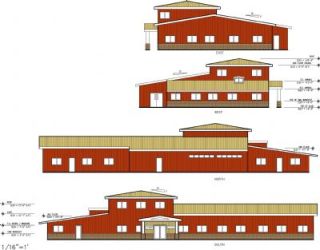 Exterior views of the remodeled offices proposed to be shared by the Arlington Municipal Airport and the Washington State Department of Transportation Aviation Division.