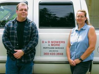 Don Briggs and Debbie Hongslo run D and D Mowers and More out of their home in Arlington.
