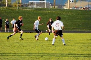 Midfielder Brian Star controls the ball.  Star and his teammates kept the pressure up on Blaine all afternoon.
