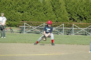 Alex DiMascio fields a hit during his tryout for the Marysville Little League all-stars. Alex was selected to the 11-year-old National all-stars.