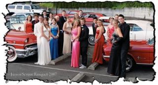Seniors enjoy classic car escorts to prom