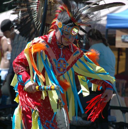 A boy dances during the grand entry for the Pow Wow dancers during the Stillaguamish Tribe’s 21st annual Festival of the River.
