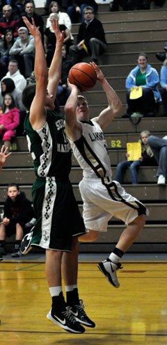 Lakewood junior Tyler Duitsman shoots on a fastbrak.