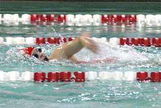 Tomahawk freshman Karoline Schaufler swims the second leg of the winning 800 freestyle relay.