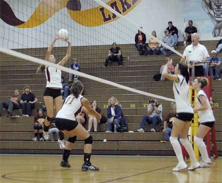 Lakewood junior Hayley Liebel started landing some effective hits midway through the Cougars' match against Granite Falls and setter Samantha Adams kept feeding her the ball as Liebel tied a school record 21 kills in the early season encounter.