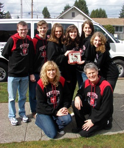 Members of the Highland Christian School Knowledge Bowl team that made it to the state championships in Spokane on March 26. Back row