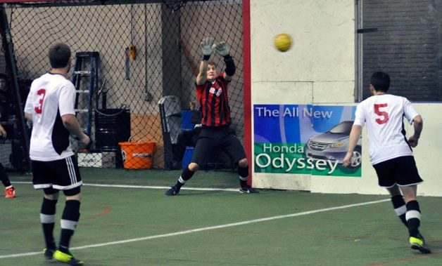 Aviators goalkeeper Jeff Renslo makes a save against the Wenatchee Fire.