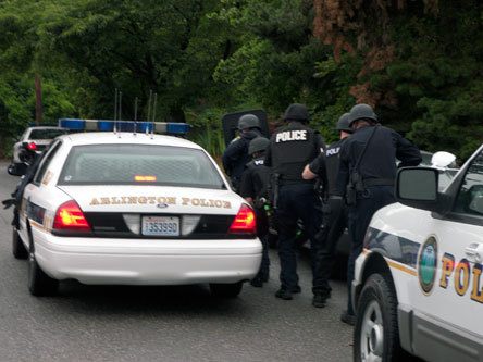 Arlington Police execute a search warrant in the 500 block of N. Alcazar in Arlington on July 13. A 25-year-old suspect was taken into custody and booked in the Snohomish County Jail for investigation of possession of a controlled substance with intent to deliver.