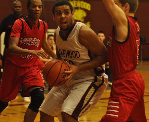 Lakewood junior Paul Coleman goes for a layup against Coupeville on Jan. 24.