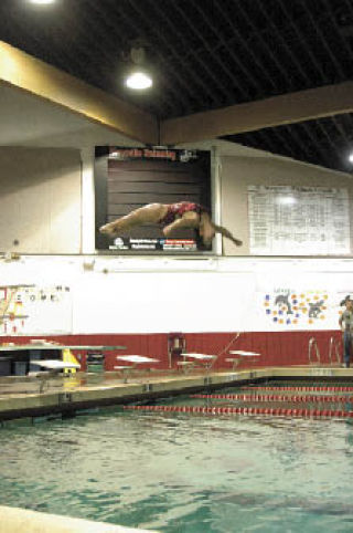 Sophomore diver Marysa Eastman had her second state-qualifying dive performance as the Tomahawks hosted a district dive meet Oct. 25.