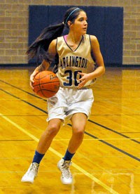 Arlington senior Abby Anderson runs a drill during practice on Jan. 28.