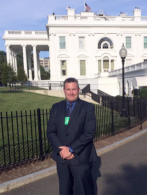 Arlington Police Chief Jonathan Ventura in front of the White House