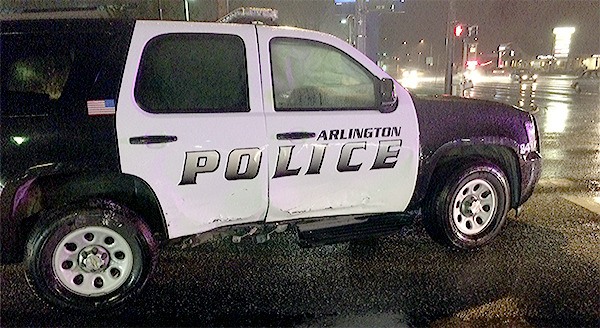 This is the police car involved in the hit-and-run accident.