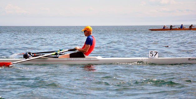 Ben McIsaac rows a single at the Sound Rowers Rat Island Regatta in Port Townsend