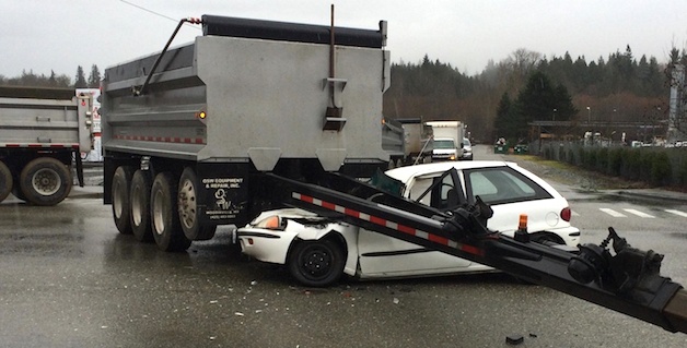 The aftermath of a collision at the intersection of 67th Avenue NE and 191st Place NE Jan. 21.