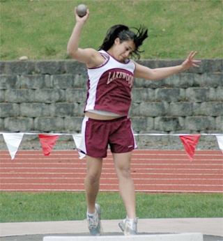 Many Lakewood athletes tried out different events as the boys and girls teams took second place in a three-team league meet at King’s against their host and Cedarcrest April 16. Senior Christina Ordonez was one who vied in one of her favored events