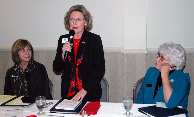 Republican Barbara Bailey takes center stage as Democratic 10th District Sen. Mary Margaret Haugen at right