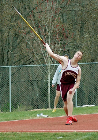 Lakewood’s Cameron Hess placed second in the javelin only to teammate Payden Butler. He had a best throw of 159-7 at the Birger Solberg Invitational.