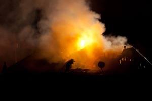 Fire crews respond to a house fire on Sunday