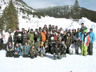 The First Nations Snowboard Team poses after competition.