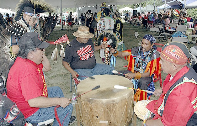 Native American drumming and dancing is a major part of the Stillaguamish River Festival and Pow Wow near Arlington each year.