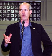 U.S. Rep. Rick Larsen speaks at the Stillaguamish Senior Center on May 16.