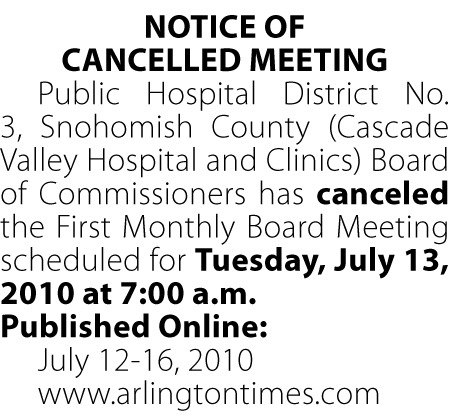 Notice of Cancelled Meeting.