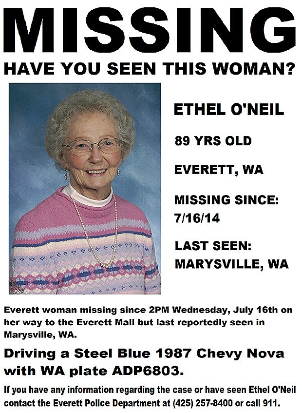 Ethel O'Neil was last seen in Marysville