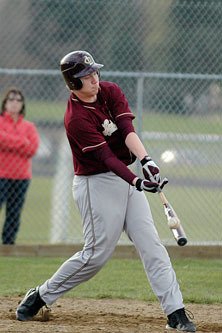 Cody Blount makes contact with a pitch in the sixth inning.