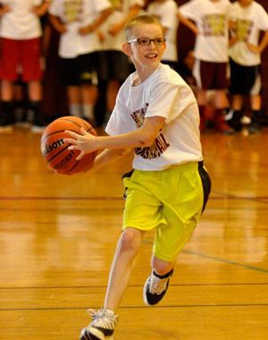 Colby Shaneyfelt participates in Lakewood’s youth basketball camp.