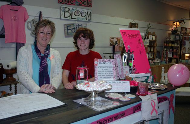 Ronda Howard and her son Logan look forward to raising funds for breast cancer awareness through a portion of their October sales at Sadie Lane Vintage Treasures.