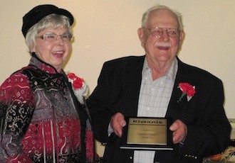 Eilene and Glen Zachry of Cuz Concrete are honored as distinguished citizens by the Arlington Kiwanis Club on Oct. 1.