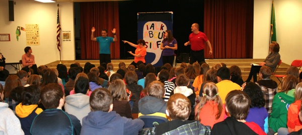 The cast members of Open Door Theatre entertain and educate students in Arlington and Marysville schools.