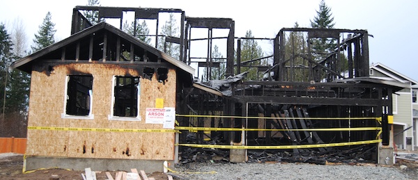 The remains of the Jan. 10 residential fire in the 17900 block of 82nd Drive NE that's suspected to be arson.