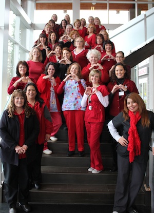 The staff and volunteers at Cascade Valley Hospital and Clinics donned their red this Valentine's Day to promote February as Heart Health Awareness Month.