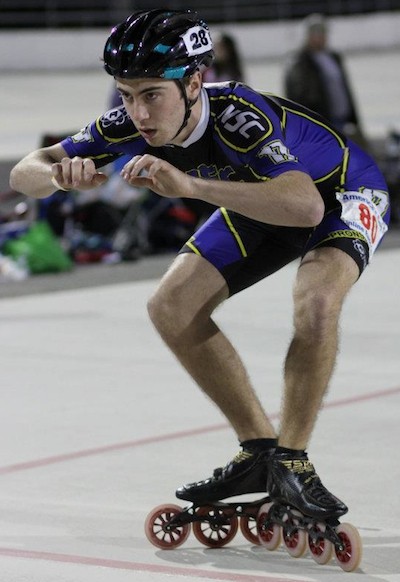 Lakewood’s Nick Dominski competes in the Indoor National Speed Skating Championships in Lincoln