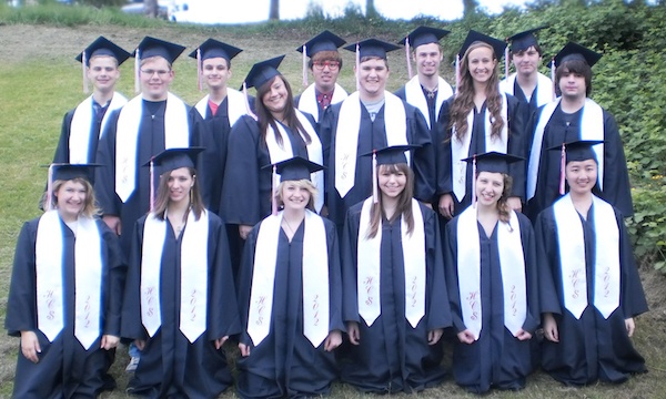 The Highland Christian School graduating class of 2012. Front row from left