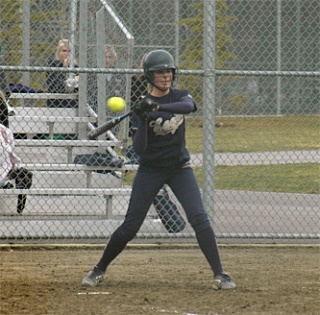 Arlington senior and leadoff batter Allie Milless came up to bat a fourth time as the Eagles tried to rally against Stanwood. She slugged this one into center field but Stanwood held on to win 2-0.